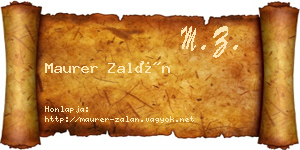 Maurer Zalán névjegykártya